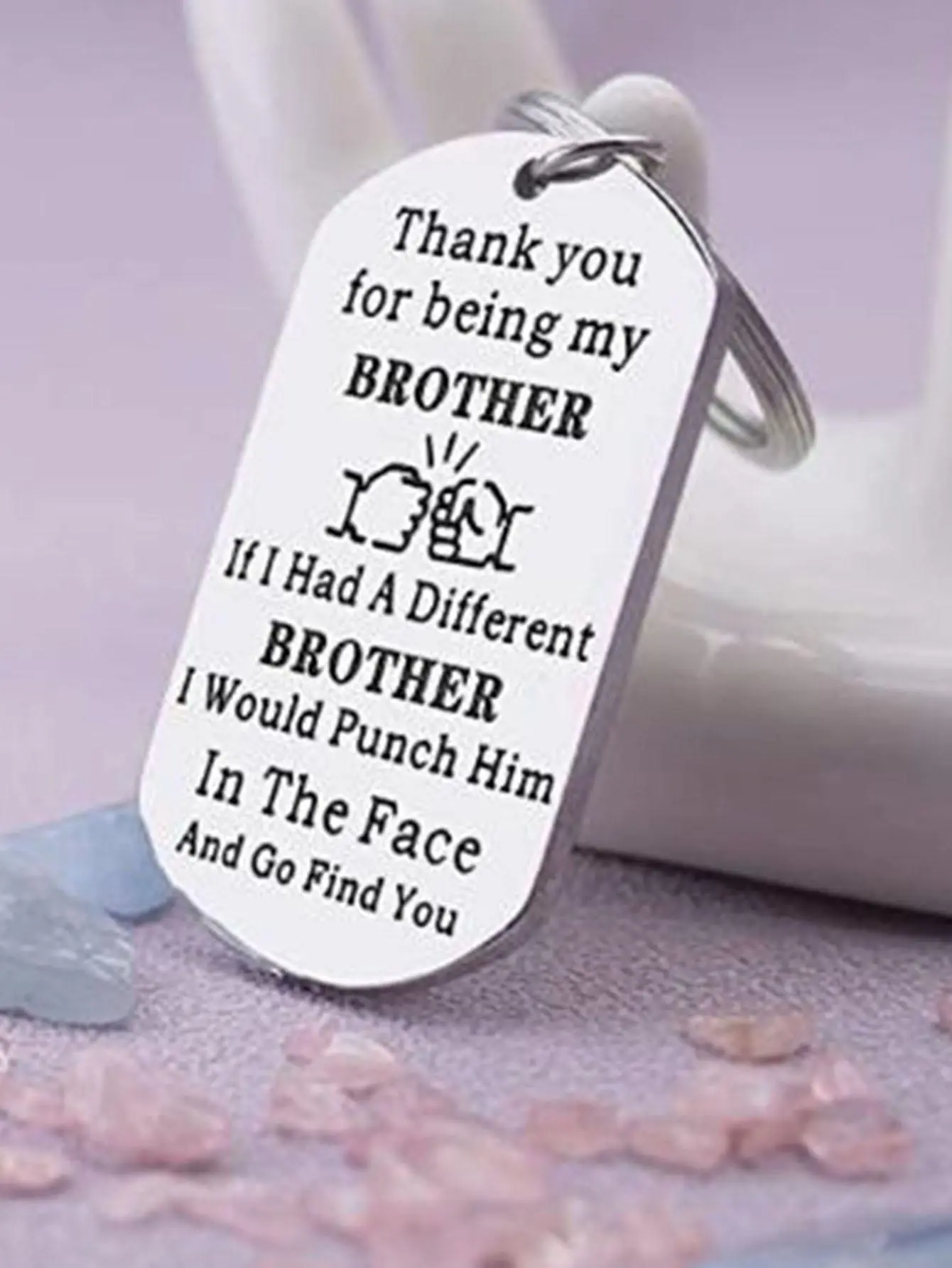 Men's Street Style Letter Pattern Slogan Metal Keychain, Casual Trendy Keychain for Brother, Fashionable Accessories for Men As Gift