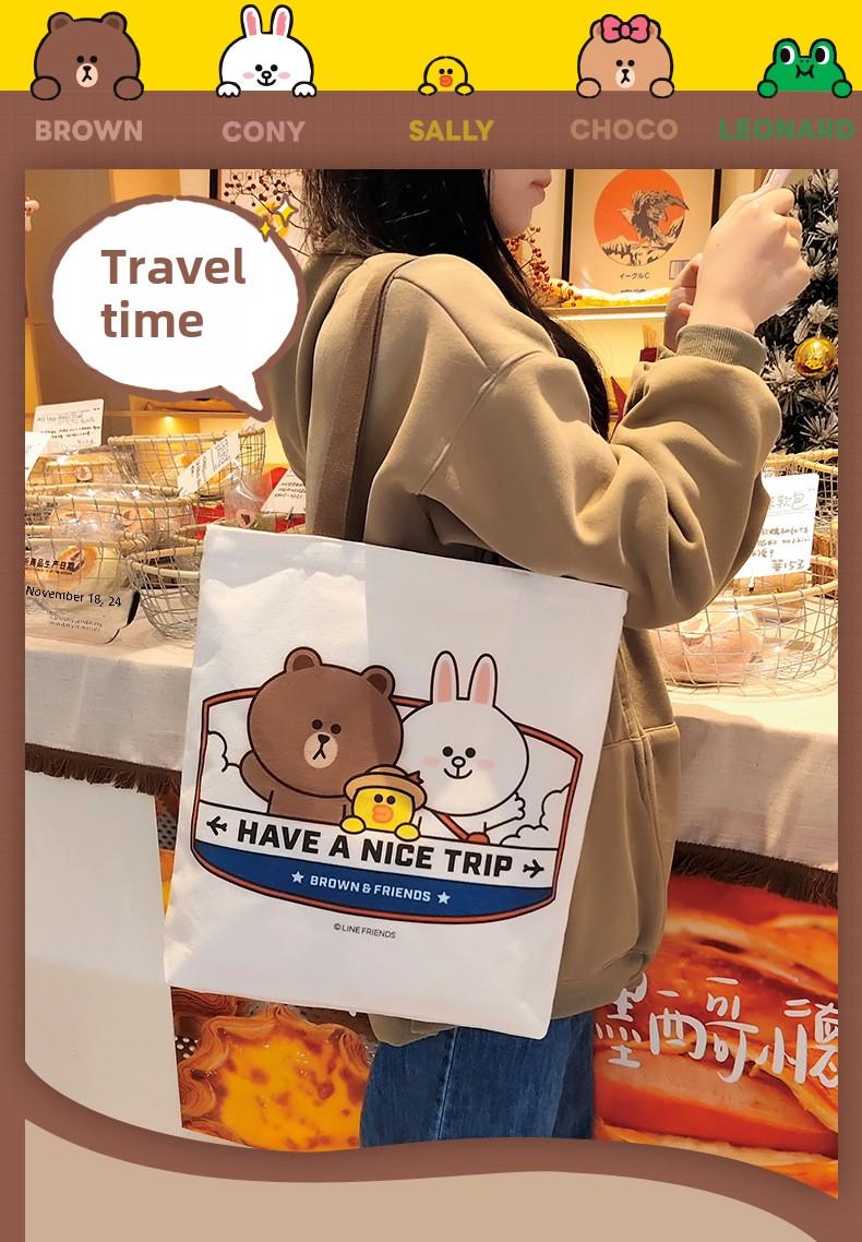 Product Introduction of Official Brown Bear Canvas Bag 2025 New Student Artistic Shoulder Bag| Men's Study Tote 0