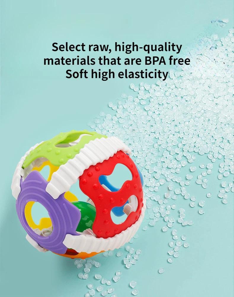 Product Introduction of Baby Montessorie Games Rattle Infant Silicone Toy Safety Flexible Glue Color Cognition Hand Training Toys for Children Kids Gift 4