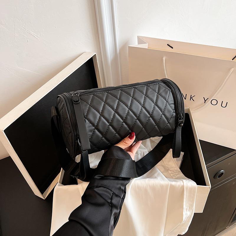 Túi Hình Trụ, Lingge, Màu Trơn Túi Đeo Chéo Nữ, Sức Chứa Lớn, Phong Cách Cổ Điển Túi Đeo Chéo Nữ, Túi Đeo Vai Da Bag