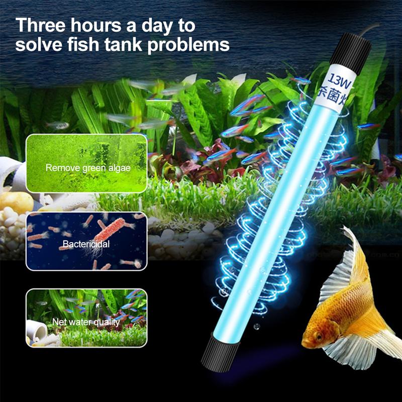 Product Introduction of CS 5W/7W/9W/11W/13W Aquarium UV Sterilizer Lamp Light Water Cleaner for Fish Tank Lamp Fish Pond Sterilization Lamp Ultraviolet Filter Clarifier Water Disinfection Treatment #436397 75