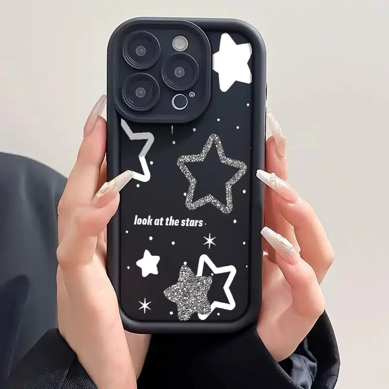 Casing untuk VIVO Y17 X50 Lite Y01 Y02 Y02A Y02t Y03 Y10 Y10 T1 Y11s Y12 Y12a Y12s Y15 Y15s Y15a Y15c Y16 Y17s Y18 Y18e Y19 Y1s TPU Pro Kamera Keren Silver Star Casing Soft Cover Ponsel Silikon 1