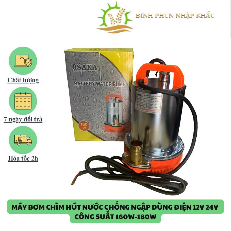 Máy Bơm Chìm OSAKA 12V/24V 160W/180W - Bơm Nước Hút Đáy, Chống Ngập, Chất Thải - Thép Không Gỉ, Inox Bền Bỉ