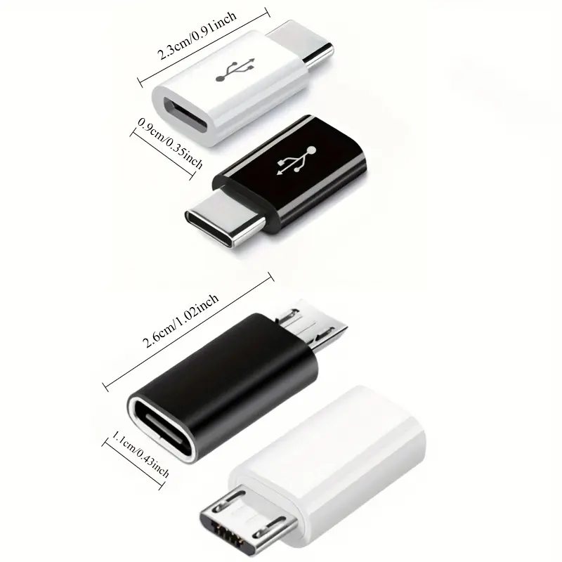 4pcs USB-C Set Type C to Micro USB Adapters - Charge & Sync Data Converter for Mobilephones More Devices
