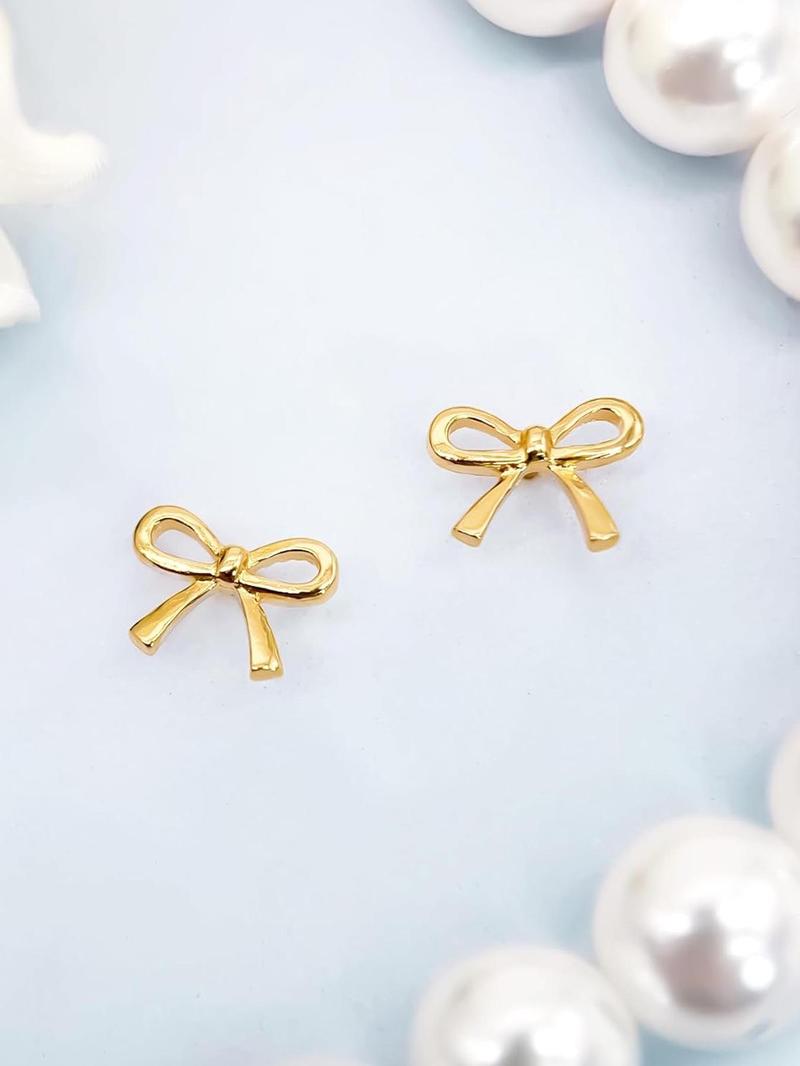 Product Introduction of Bow Design Stud Earrings, Cute Earrings for Women & Girls, Fashion Jewelry for Party, Daily Clothing Decor, Trendy All-match & Exquisite Jewelry for Birthday Gift 5