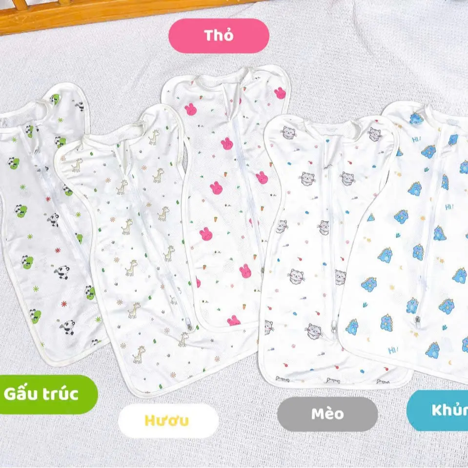 Nhộng chũn quấn cho bé vải lưới thông hơi và vải cotton mềm mại, giúp bé ngủ ngon giấc, giảm giật mình shop Uni Baby