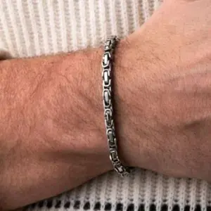 Gelang Pria Wanita Anak Keren Titanium 3,5mm Premium Byzantine Bracelet Anti Karat Alergi Best Seller Kekinian By Mamyshop_official