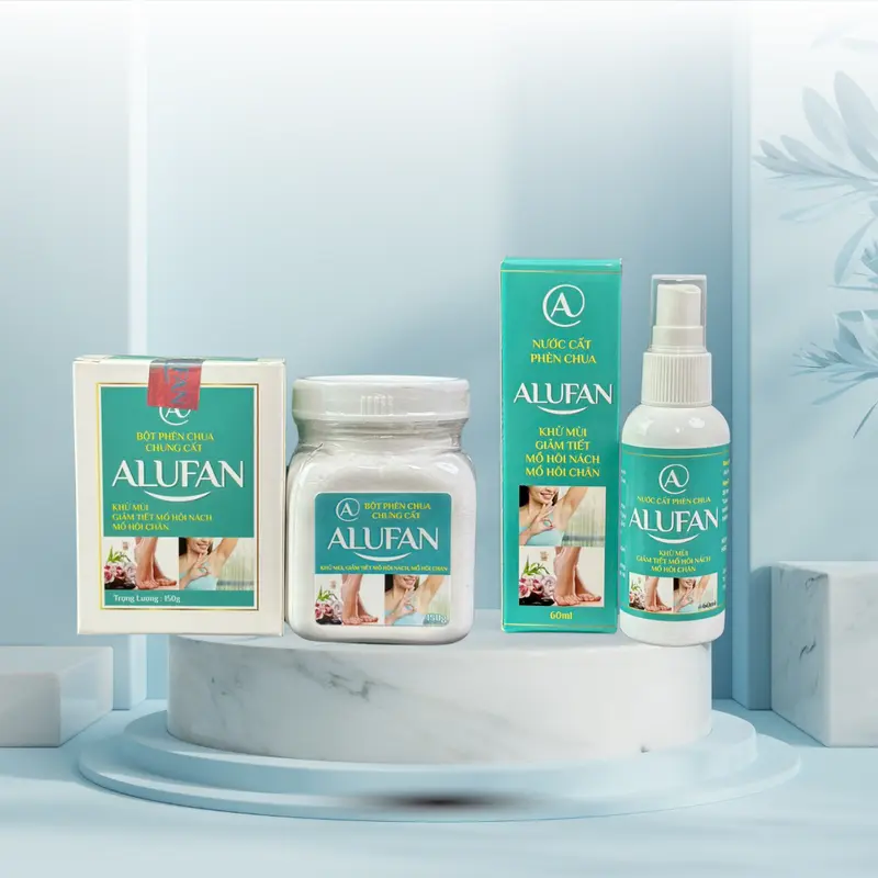 Bột Phèn Chua ALUFAN 150gr + 1 Nước Cất Phèn Chua ALUFAN 60ml Khử Hôi Nách Hôi Chân Nam Nữ 0