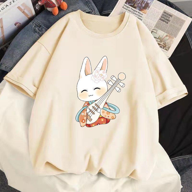 Áo Thun Dáng Rộng Ngoại Cỡ Hàng Mới Về, 100% Cotton, Thích Hợp Cho Học Sinh Nữ, ngắn Tay, Cỡ 32,50 Kg-100,00 Kg, Áo Mùa Xuân-Hè, Hợp Xu hướng, 2024 5