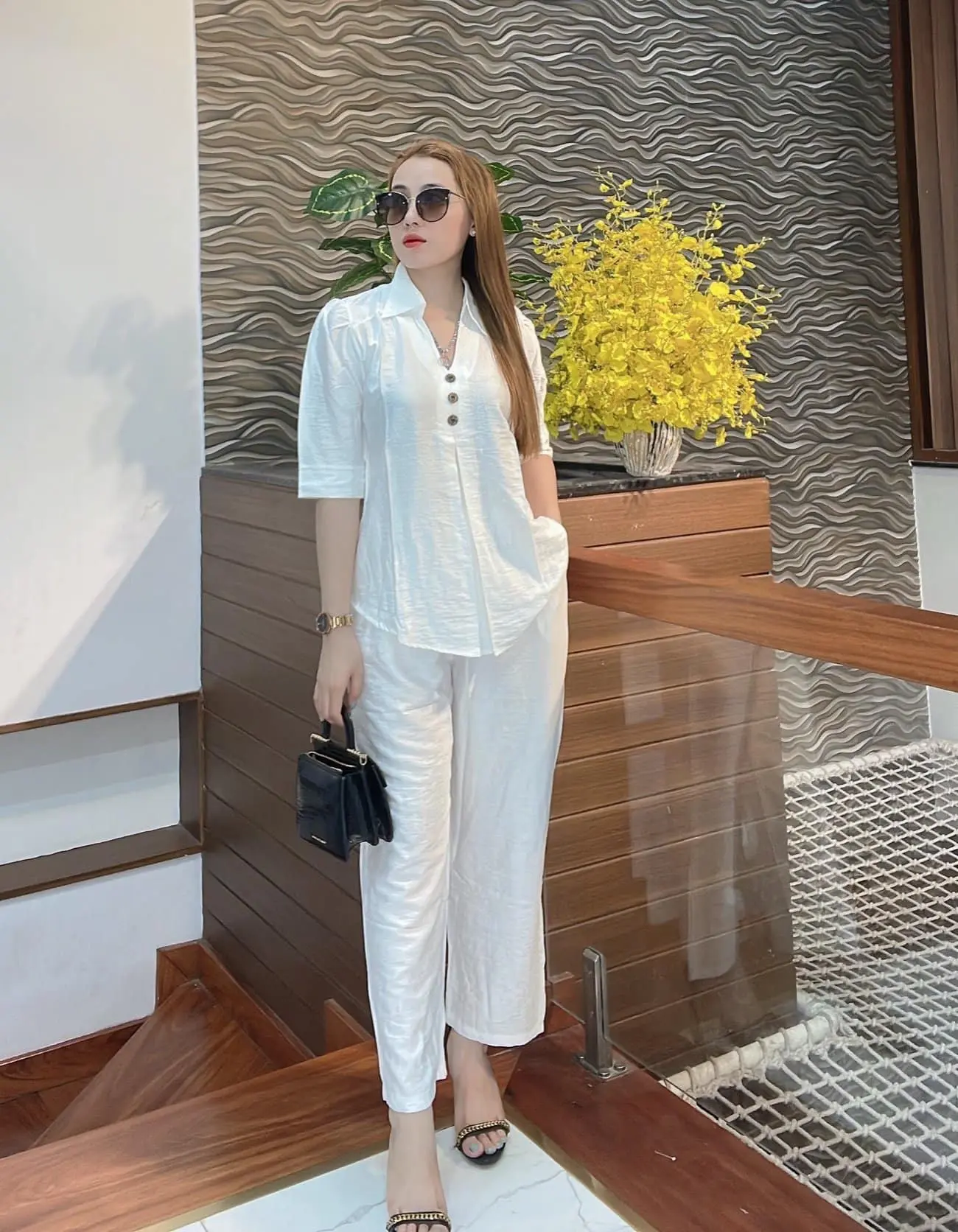 Bộ Quần Dài Tay Lỡ Linen Tơ 48-75 Ký #044