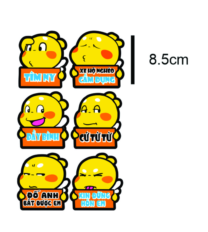 Sticker, icon decal tem xe khủng long vàng Qoobee dán xe Nhãn Dán