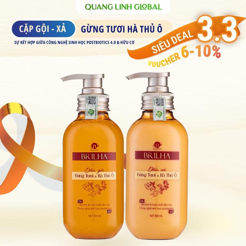 Product Introduction of [BRILHA] Dầu Gội - Dầu Xả Hữu Cơ Gừng Tươi - Hà Thủ Ô BRILHA - Bổ Sung Công Nghệ Sinh Học, Đen Tóc, Mượt Tóc, Giảm Rụng Tóc daugoi cap trị gàu 32