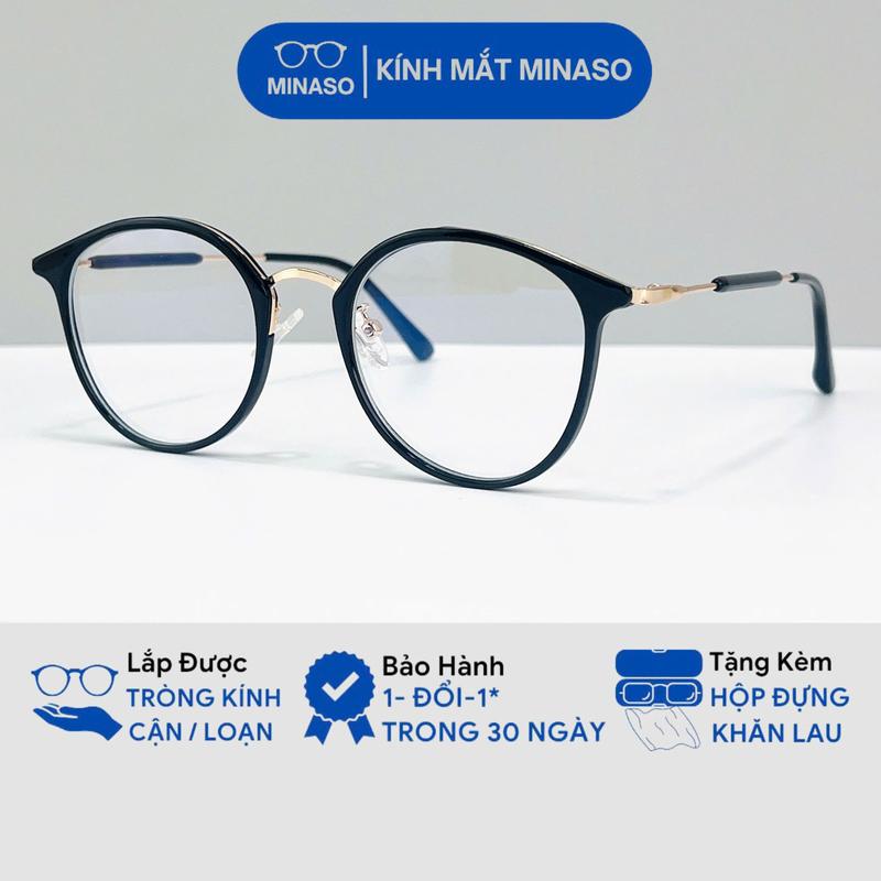 Gọng kính cận cao cấp thời trang nữ nam,mắt kính không độ chống tia UV và ánh sáng xanh cá tính đẹp Hottrend Minaso 583