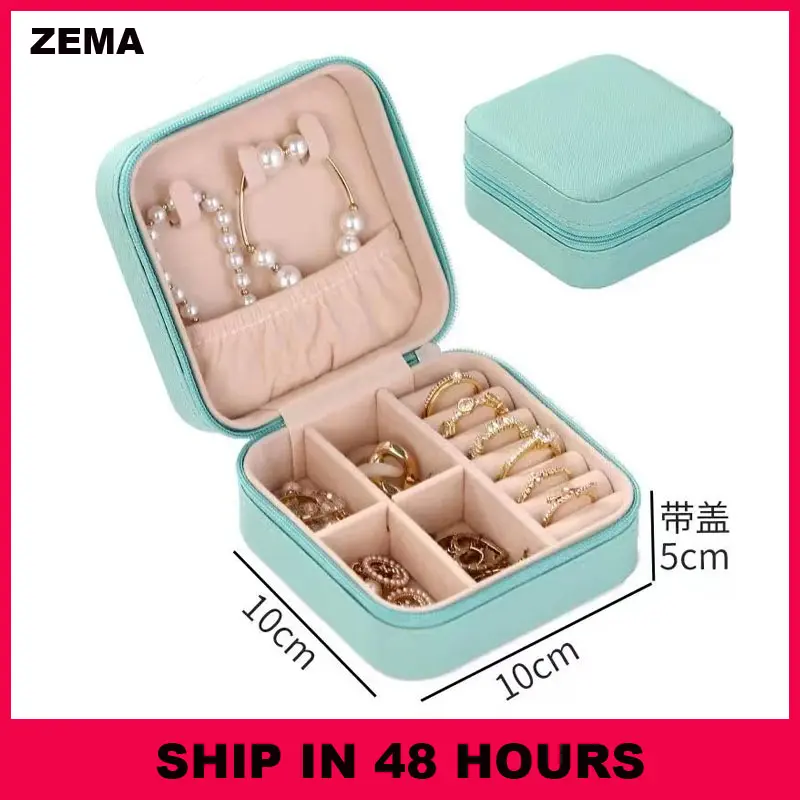 Hộp Đựng Đồ Trang Sức, Kích Thước Nhỏ, Cầm Tay, Thích Hợp Cho Gia Đình Và Du Lịch, Hộp Đựng Bông Tai Và Vòng Cổ, Dành Cho Phụ Nữ, Hộp Sắp Xếp Nhẫn, Làm Bằng Da PU, Hộp Trưng Bày 0