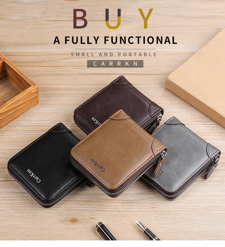 Product Introduction of Dompet kulit dengan zip untuk lelaki, dompet kecil, pemegang kad, Carteira Masculina Couro, dompet, Porte Monnaie, beg wang 9