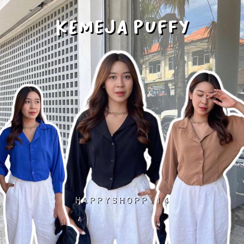 KEMEJA PUFFY / Kemeja Panjang Airflow / Kemeja garis wanita / kemeja crop wanita / kemeja kantor / kemeja wanita crop 5