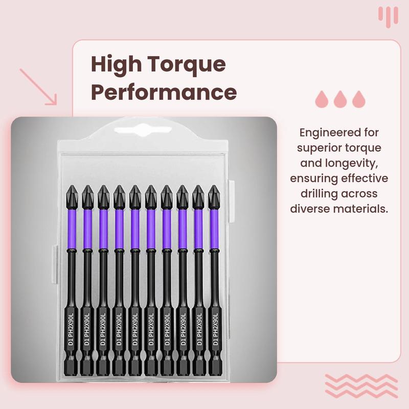 Impact Drill Bit Set, High Torque Hardness Drill Bit Set, Non-slip Impact Batch Head Bit Set, Strong Magnetic Cross Screwdriver Bits, Power Tool Accessories, Heavy Duty, Hardware, Industrial 1