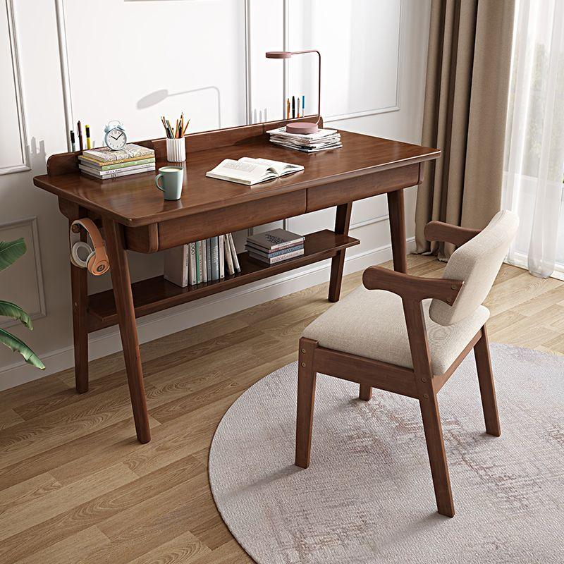 Solid Wood Desk Simple with Drawer Student Writing Desk Rubber Wood Desktop Computer Desk Bedroom Office Desk 6