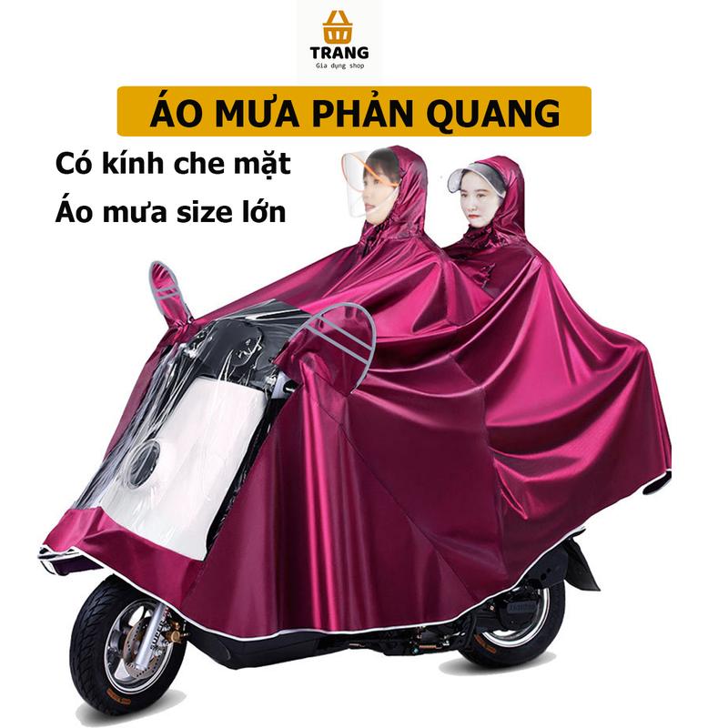 (TẶNG KHĂN LAU -Ảnh thật) Áo mưa 2 đầu cỡ lớn, áo mưa xe máy phủ kín toàn thân không thấm nước Trùm Xe Máy