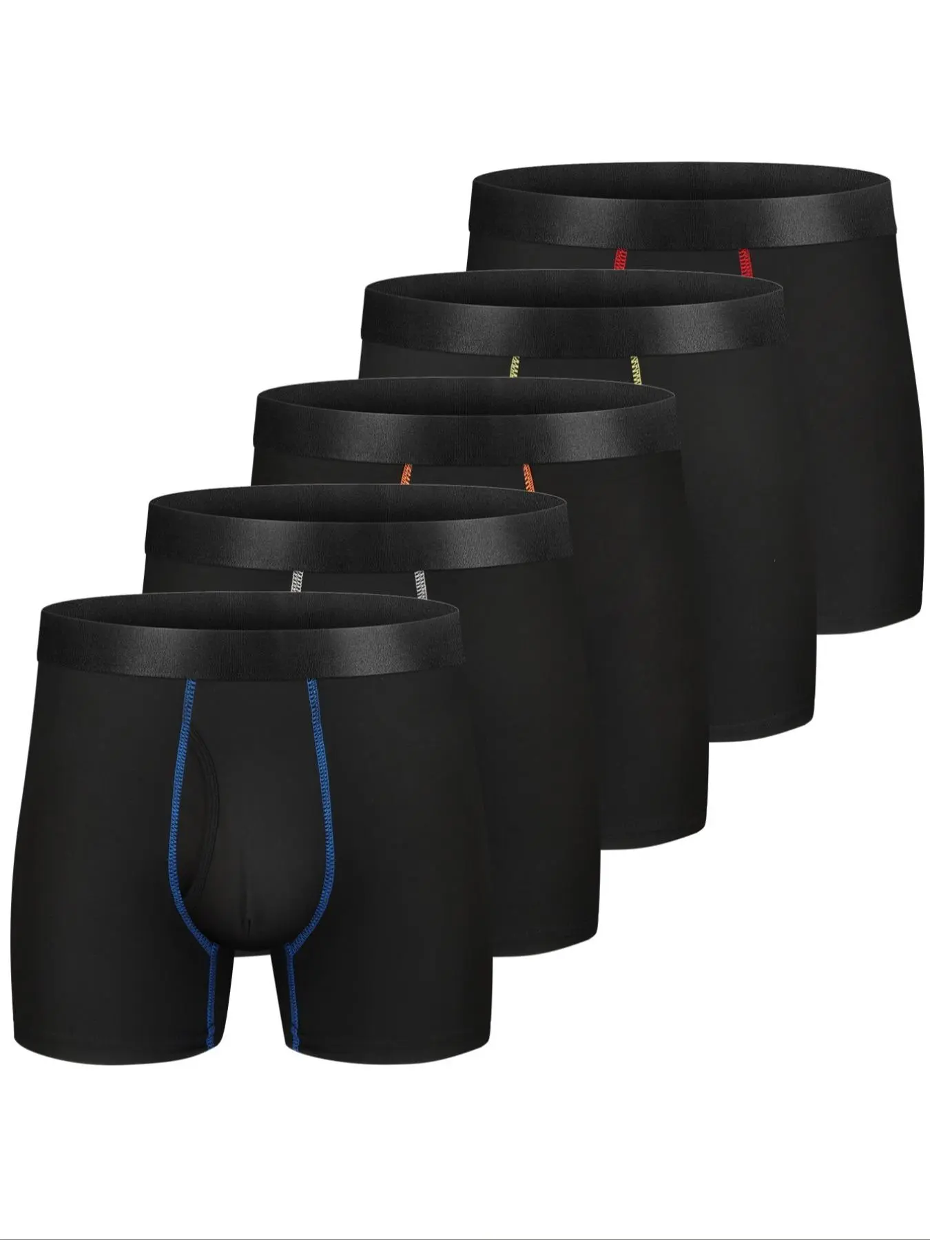 Men's Solid Color Top Stitching Boxer Brief with Fly, Casual Comfy Breathable Underwear for Daily Wear, Men's Underwear for All Seasons, Undergarments, Athleisure