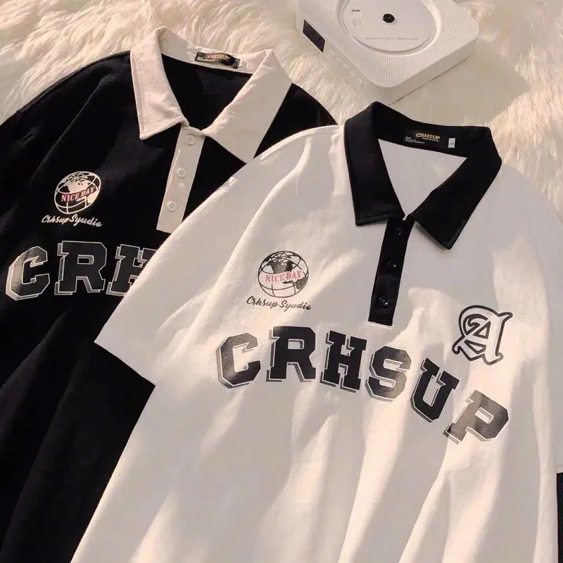 Áo polo nữ nam form rộng tay lỡ chất cotton su SUNPON - CRHSUP Có Cổ 1
