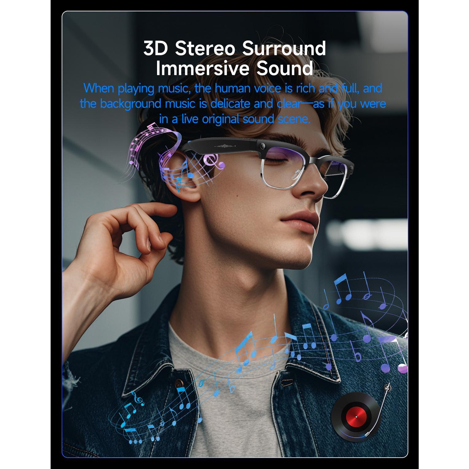 Amovan 2026 Smart Glasses AI 4K UHD 8MP 800W Camera Video Bluetooth Call Translation Voice Assistant Music Smart Glasses For Men