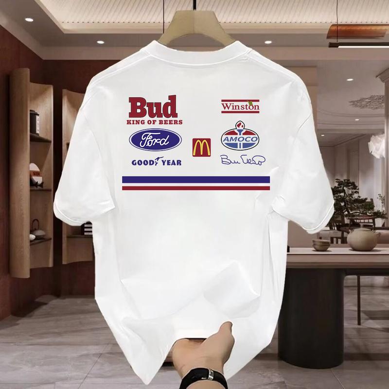 Product Introduction of Desain cetak monogram asli, kaos lengan pendek longgar sederhana untuk pria 3