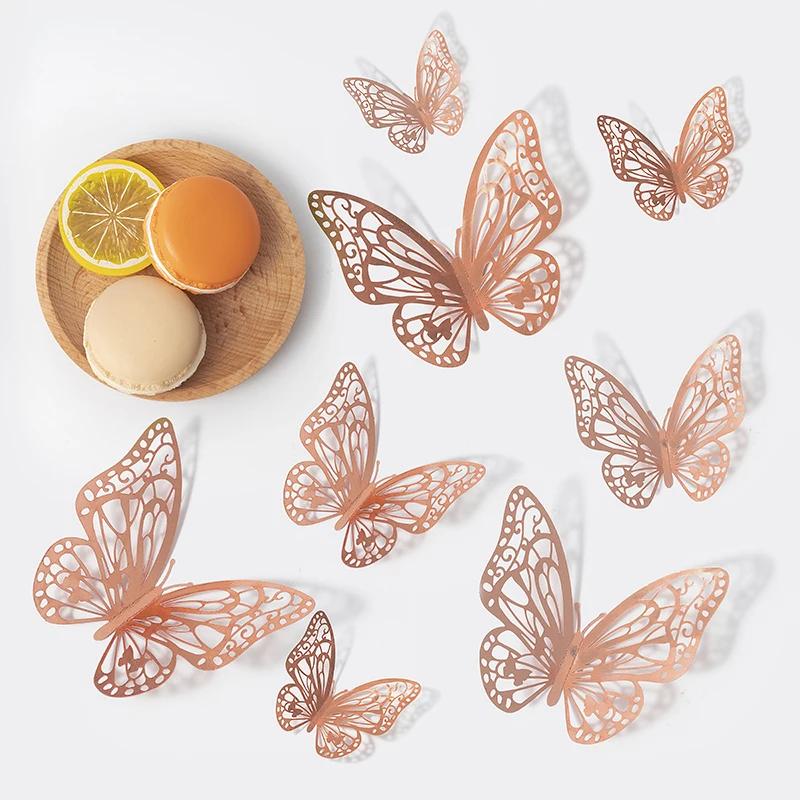 Product Introduction of 12/24/48pcs 3D Butterfly Wall Decor Wall Sticker, Gold Butterfly Decorations for Butterfly Birthday Party Cake Room Decorations 10