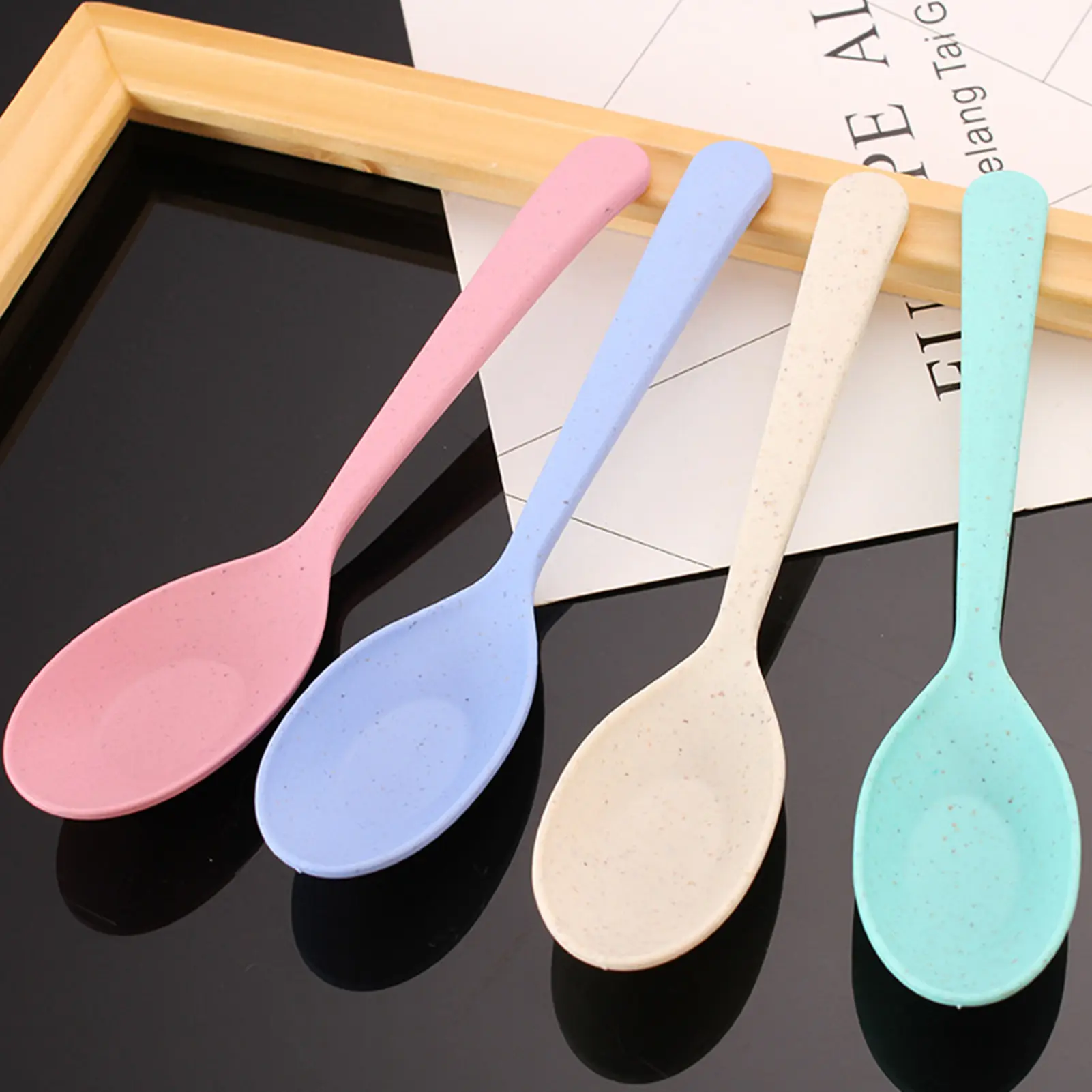 Soup Spoon Eco-friendly Long Handle Plastic Microwave Dishwasher Safe Porridge Spoon Kids Tableware