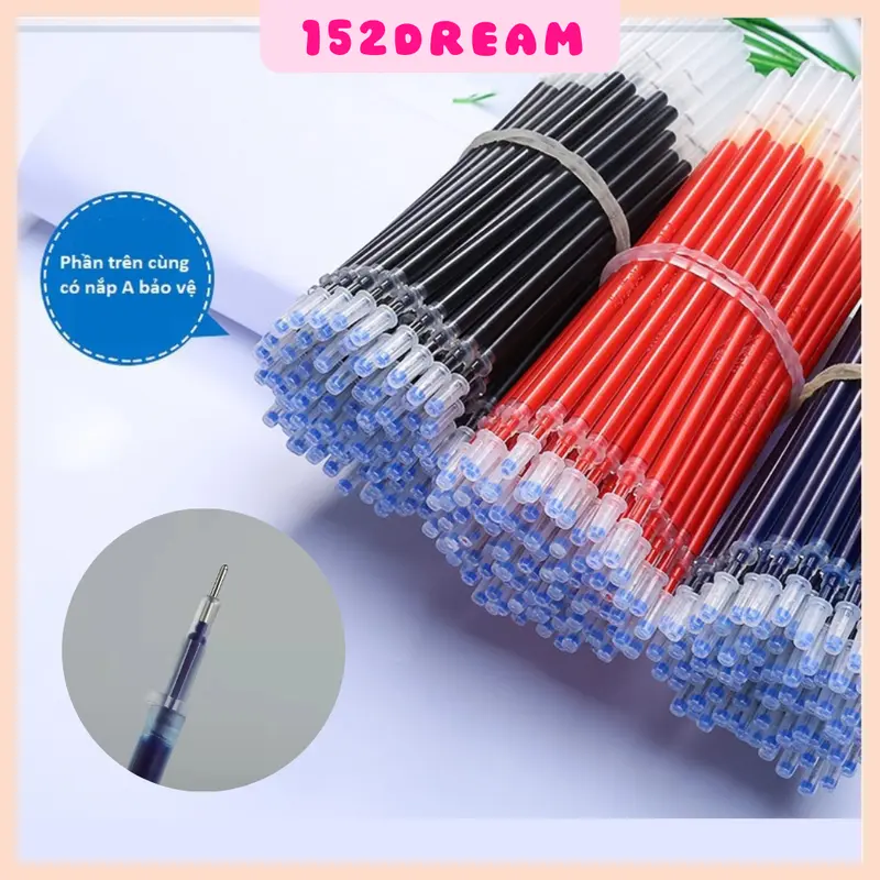 Combo 20 ruột bút ngòi bút mực gel ngòi 0.5mm chất lượng cao cấp màu đen đỏ xanh 2
