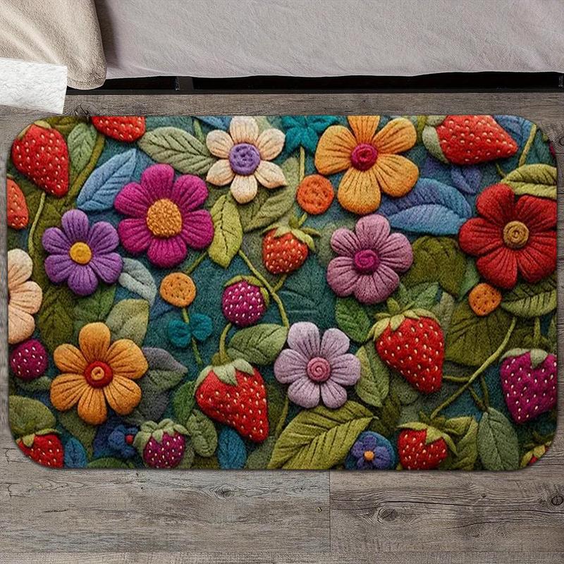 Product Introduction of Floral Pattern Welcome Mat, Non-slip Colorful Sunflower Pattern Absorbent Soft Mat, Suitable for Indoor & Outdoor, Home Decor 7