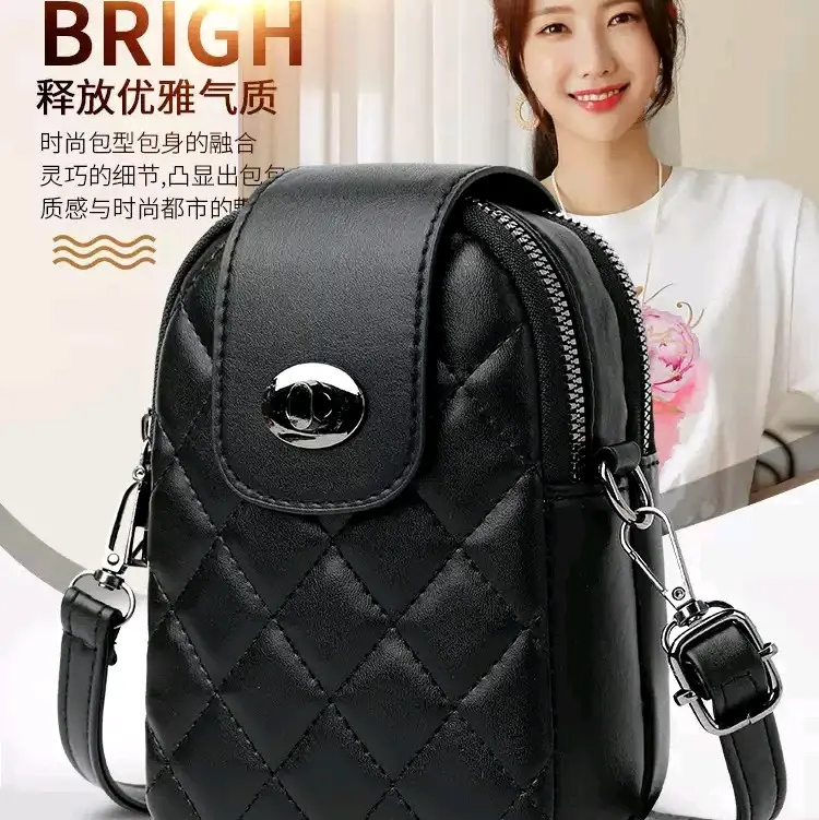 HM - Tas Selempang Wanita Tas Hp Tas Wanita Bahan Kulit Motif Jahit Terbaru 2023 Tas Kulit PU 6