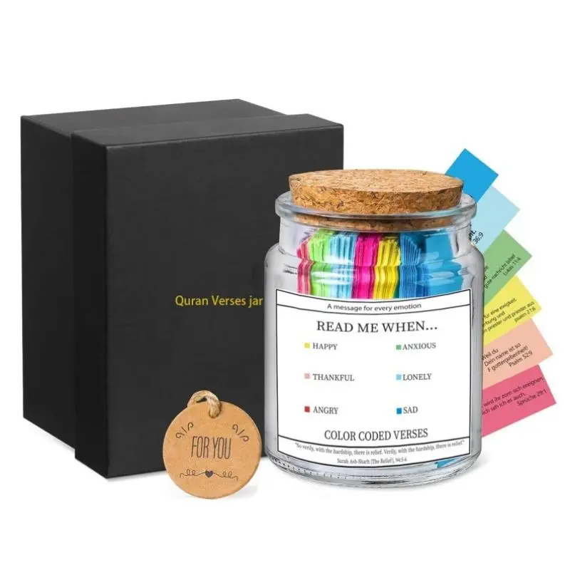 Quran Verse Jar, 1 Set Spiritual Comfort Read for Emotions and Feelings, Islamic Gifts for Women Men Mom Dad Friend, Ramadan, Eid Gift
