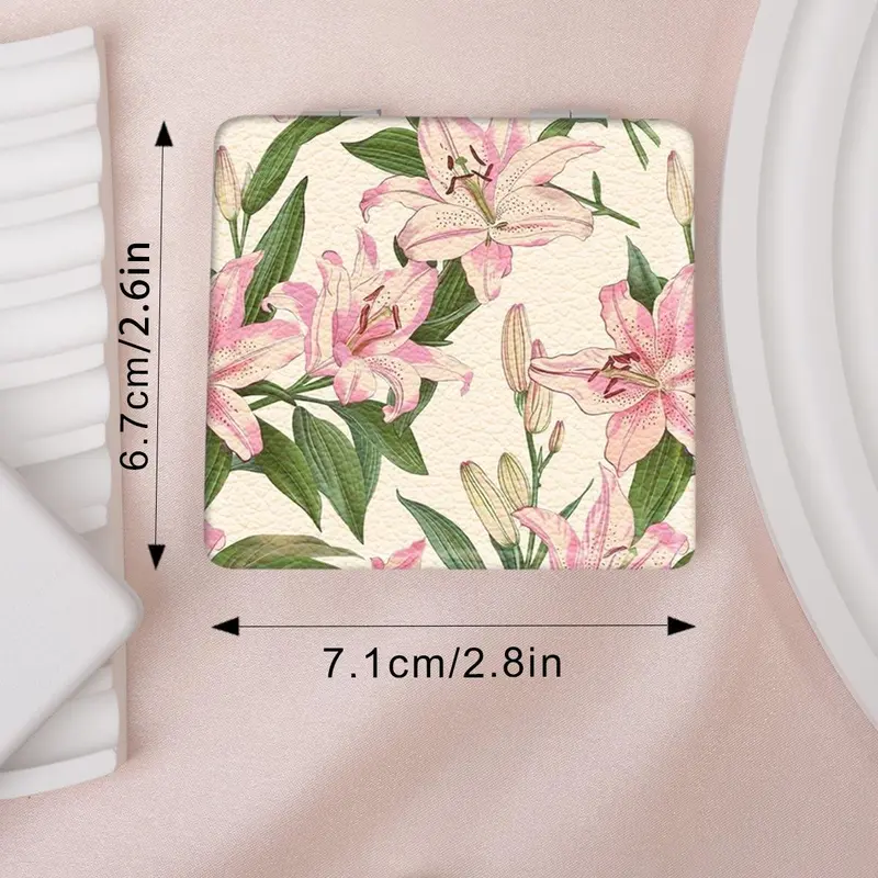 Floral Pattern Folding Makeup Mirror, 1 Count Portable Compact Mirror, Makeup Tool for Women & Girls, Cosmetic Mirror for Home and Travel 1