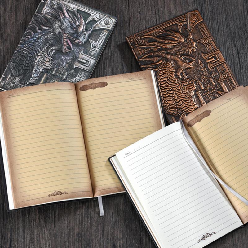 Vintage Dragon Design Notebook, 1 Count A5 Retro Travel Diary Notebook, Creative Writing Notebook, Office Stationery & Supplies 4