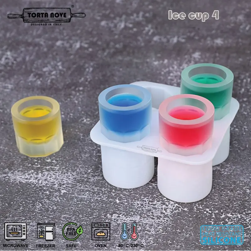 Cetakan es batu bolong tengah silikon bentuk gelas silicone bulat Cetakan coklat cup ice 4 Putih Cream Kitchenware 8