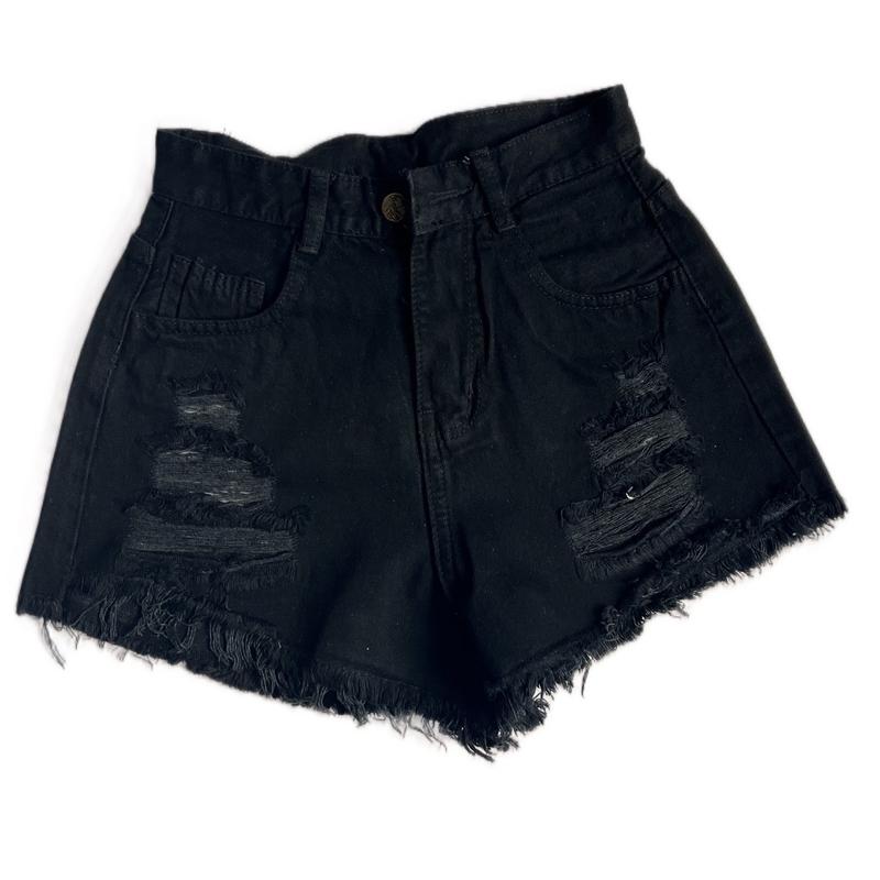 N001.1 Quần Đùi Jean Nữ Short Jeans Rách Màu Đen - Có Túi - Tua Rua - Quần Ngắn Mặc Ở Nhà Đi Chơi Mùa Hè Pants - Mặc Đi Chơi Quần Đùi Bò Nữ Quần Short Nữ Cạp Cao tam giác ngược shirt xinh giặt bằng nước lạnh W quan ngan nu quanjeans