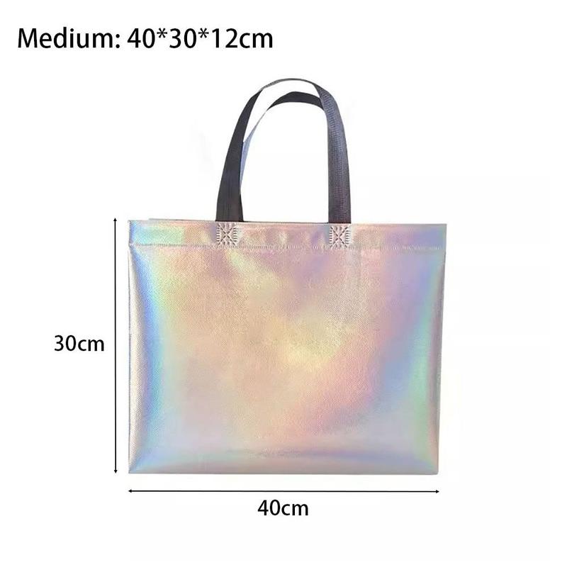 Laser Non-woven Fabric Tote Shoulder Bags Shopping Clothing Store Woman Storage Reusable Large Pouches Gift Bag 7