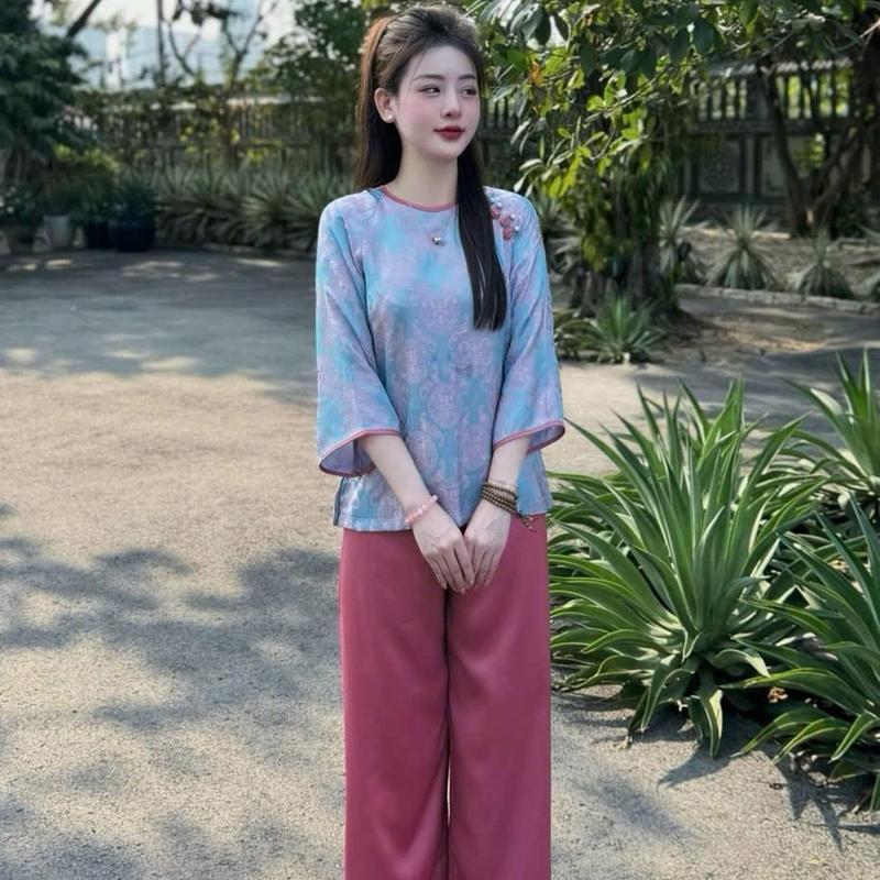 Bộ đồ đi chùa , đồ lam pháp phục đi lễ tằm thọ nhiều màu 3