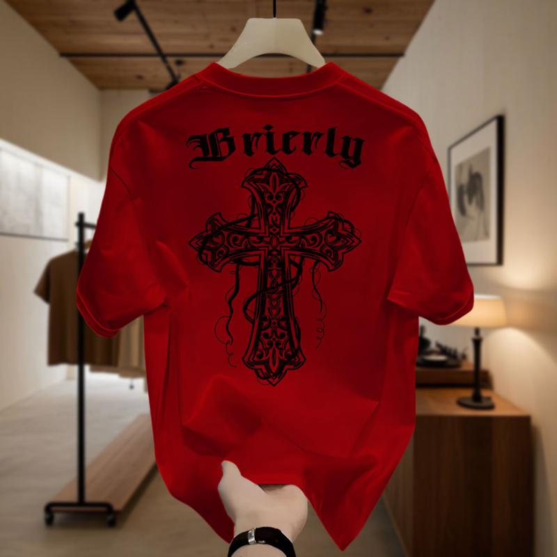 Product Introduction of American Freestyle Cross T-Shirt Men's Short Sleeves Trend Loose Plus Size Couple Oversize Top Unisex 22