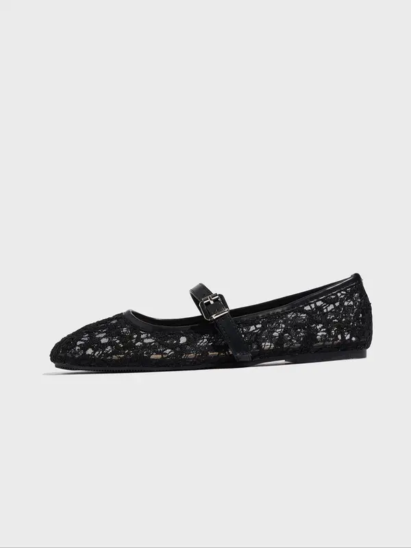 Women's Fashionable Lace Mary Jane Shoes, Casual Comfortable Breathable Flat Shoes for Summer, Female All-match Shoes for Daily Wear, Girl 8