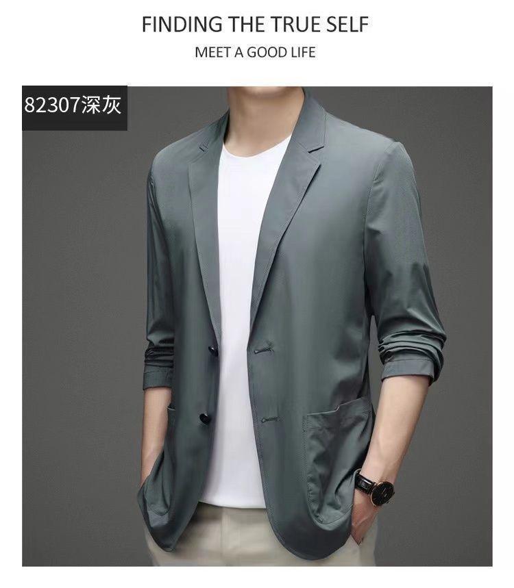 Product Introduction of Men's Ice Silk Lightweight Leisure Suit Ultra-Thin Breathable Sunscreen Top Non-Ironing Single Western Suit Jacket 8
