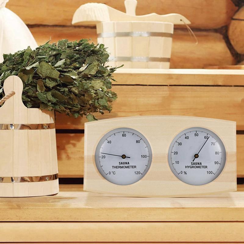 Wood Sauna Thermometer & Hygrometer, Wall-Mounted Spa Accessory, Mechanical, No Battery Required - for Family Hotel Sa 4