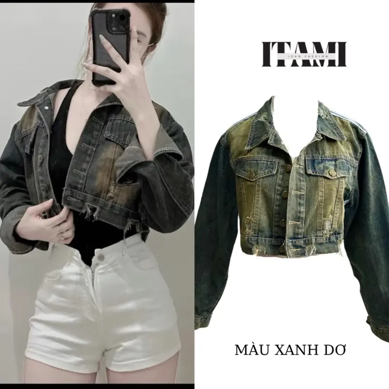 [117] ÁO KHOÁC JEAN 3 SỌC TAY ,CHẤT DÀY MỀM,KHÔNG CO GIÃN -WWOMEN