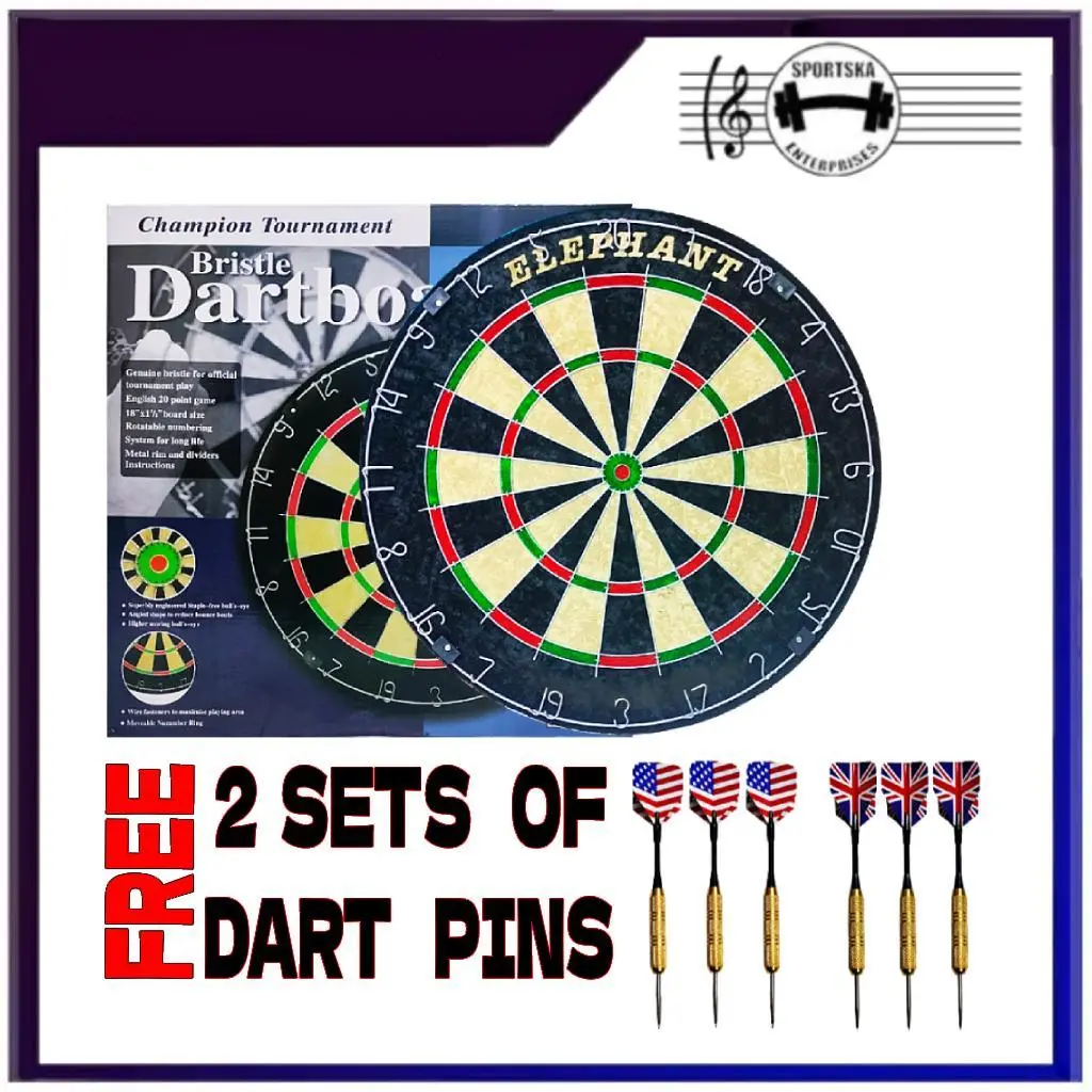 Elephant Champion Tournament High Quality Dart Board with 2 Sets of Dart Pins