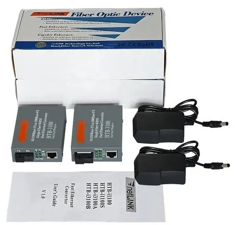 Fiber Optic to LAN HTB-3100 A+B Netlink FO to RJ45 Media Converter Adaptor Kabel 0