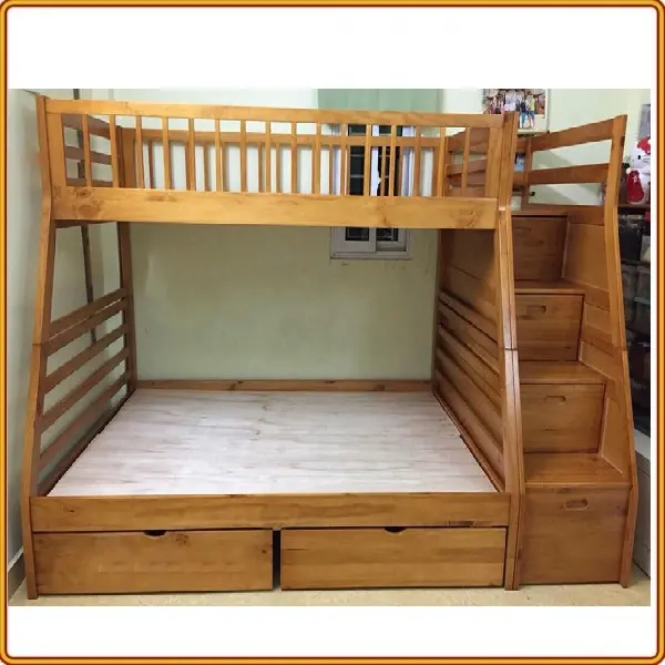 Giường 2 tầng TD192 Tundo cầu thang đảo chiều màu Vàng 1m/1m4 3