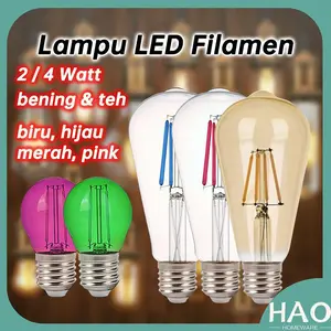 [HAO] LAMPU LED FILAMEN 2W 4W BOHLAM PIJAR EDISON CAFE DEKORASI G45 LAMPU GANTUN E27 ST64 Gantung
