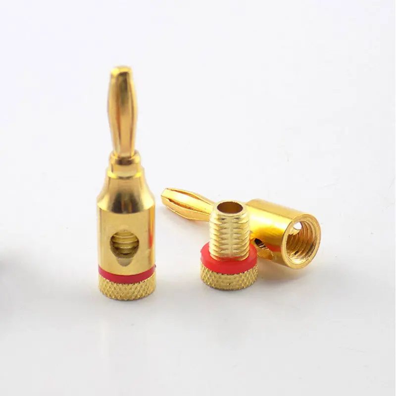 Phích Cắm Chuối, 4 Cái, 4mm, Đầu Nối Mạ Vàng Đen Đỏ, Làm Bằng Đồng, Cho Cáp Âm Thanh Nhạc, Đầu Nối Ghim Dây VNB6 3