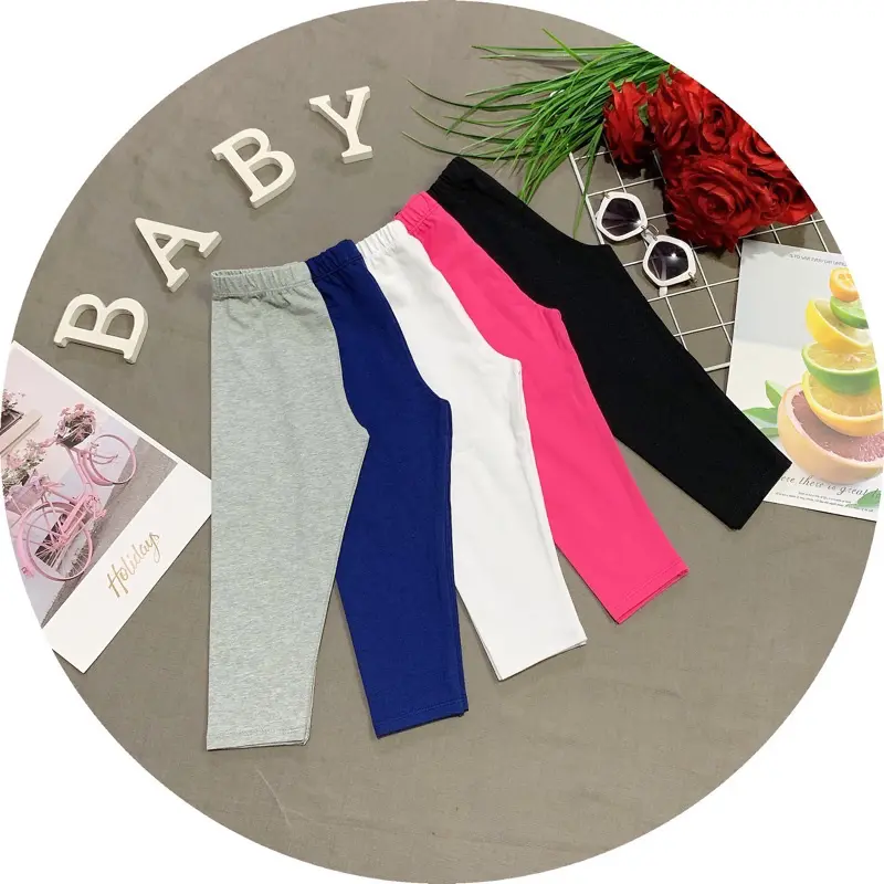 (21-41kg) Quần legging bé gái thun cotton 4 chiều chất dày dặn mềm co giãn tốt 4